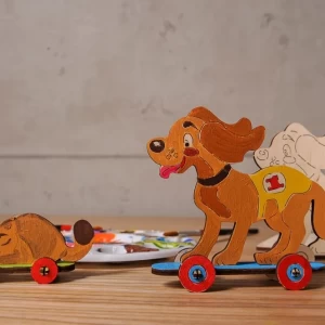 Kačiukas ir šuniukas 3D modelis spalvinimui